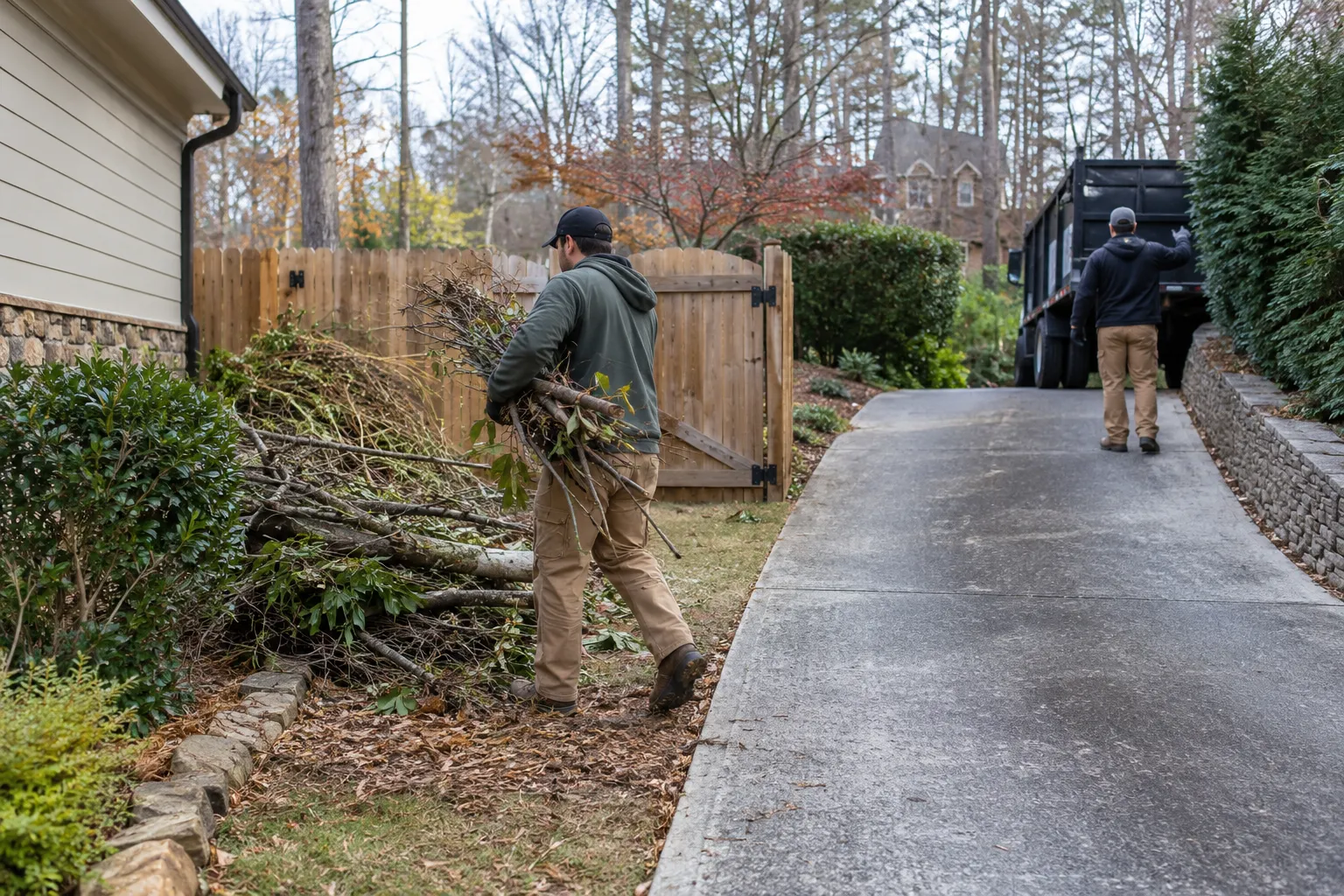 Access preparation for yard debris removal
